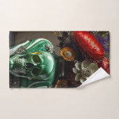 Schädel und Blume Badhandtuch Set (Handtuch)