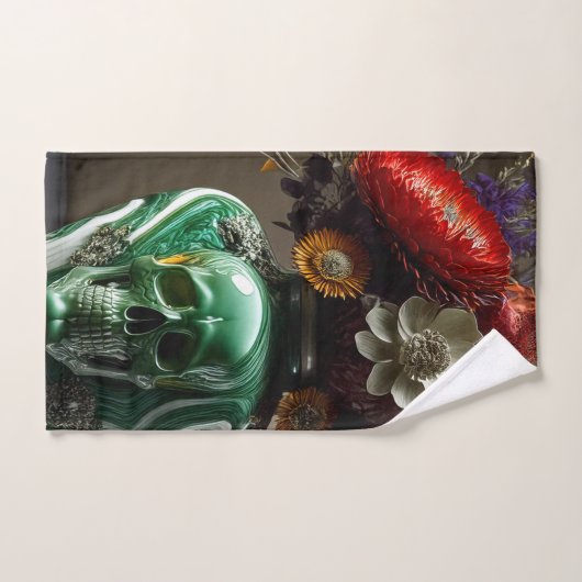 Schädel und Blume Badhandtuch Set (Handtuch)