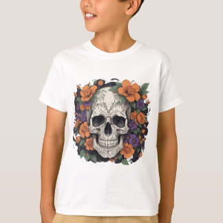 Schädel und Blume - Blumenschädel T-Shirt