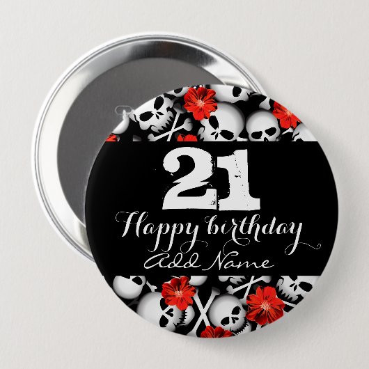 Schädel und Blume Button (Vorne & Hinten)