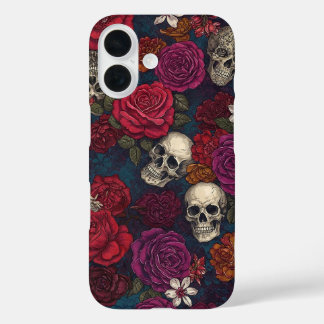 Schädel und Blume iPhone 16 Hülle