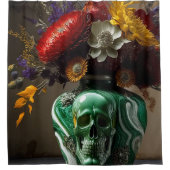 Schädel und Blume Duschvorhang (Vorderseite)