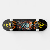 Schädel und Blume, Feuer, Geschwindigkeit, Skatebo Skateboard (Horizontal)