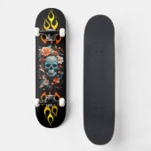 Schädel und Blume, Feuer, Geschwindigkeit, Skatebo Skateboard (Vorderseite)
