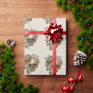 Schädel und Blume Geschenkpapier