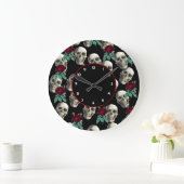 Schädel und Blume Große Wanduhr (Zuhause)
