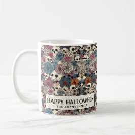 Schädel und Blume Halloween Kaffeetasse