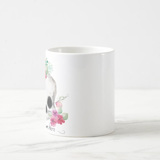 Schädel und Blume Kaffeetasse (Mittel)