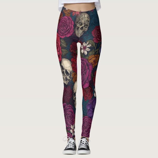 Schädel und Blume Leggings (Vorderseite)