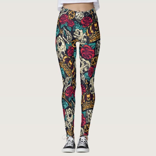 Schädel und Blume Leggings (Vorderseite)