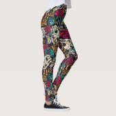 Schädel und Blume Leggings (Rechts)