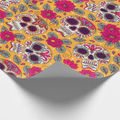 Schädel und Blume. Nahtloser Hintergrund. Mexikani Geschenkpapier (Ecke)