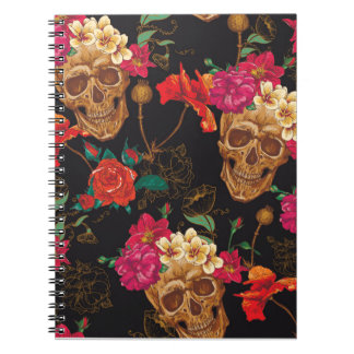 Schädel und Blume Nahtloser Hintergrund Notizblock