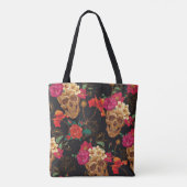 Schädel und Blume Nahtloser Hintergrund Tasche (Rückseite)