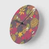 Schädel und Blume. Runde Wanduhr (Winkel)