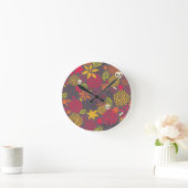 Schädel und Blume. Runde Wanduhr (Zuhause)