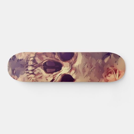 Schädel und Blume Skateboard (Horizontal)