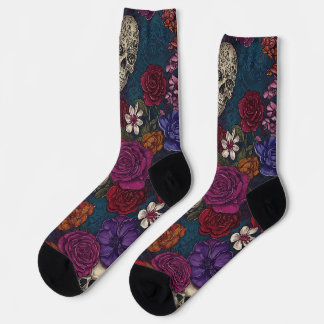 Schädel und Blume Socken