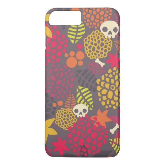 Schädel und Blumen Case-Mate iPhone Hülle (Rückseite)