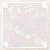 Schädel und Blumen Glasuntersetzer (Rückseite)