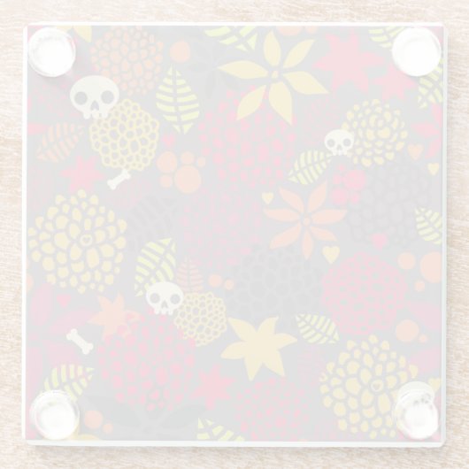 Schädel und Blumen Glasuntersetzer (Rückseite)