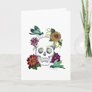 Schädel- und Blumen-Grußkarte Karte