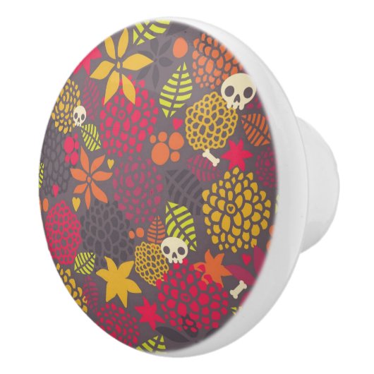 Schädel und Blumen Keramikknauf (Rechts)