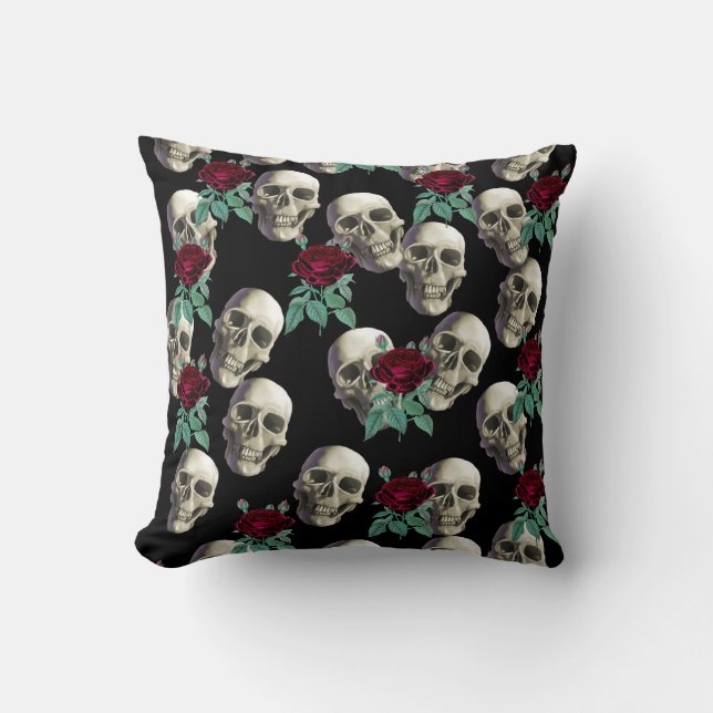 Schädel und Blumen Kissen (Vorderseite)