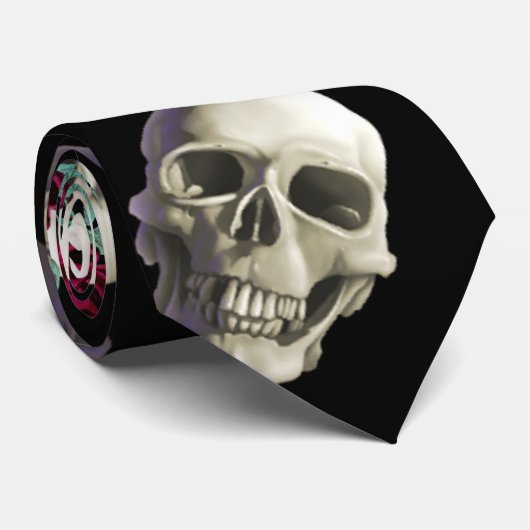 Schädel und Blumen Krawatte (Gerollt)