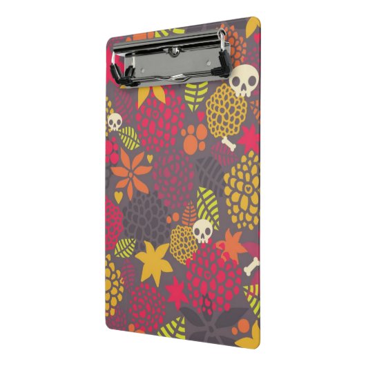 Schädel und Blumen Mini Klemmbrett (Gewinkelt2)