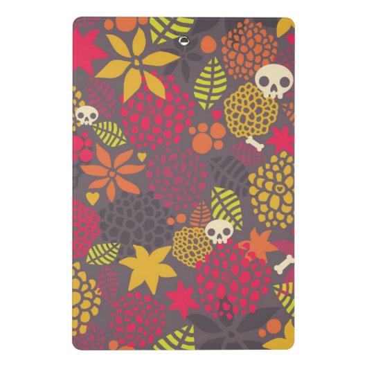 Schädel und Blumen Mini Klemmbrett (Rückseite)