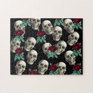 Schädel und Blumen Puzzle