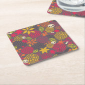 Schädel und Blumen Rechteckiger Pappuntersetzer (angewinkelt)