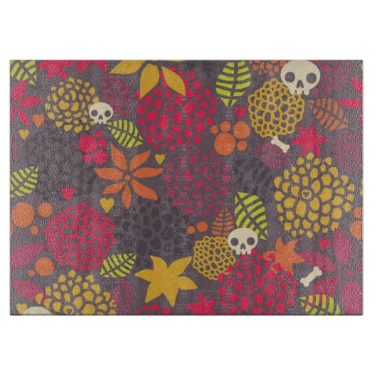 Schädel und Blumen Schneidebrett (Vorderseite)