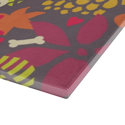 Schädel und Blumen Schneidebrett (Ecke)