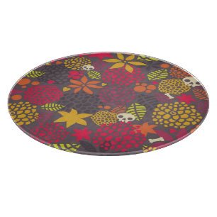 Schädel und Blumen Schneidebrett