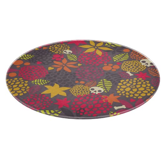 Schädel und Blumen Schneidebrett (Ecke)