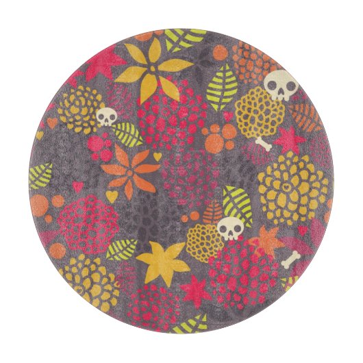 Schädel und Blumen Schneidebrett (Vorderseite)