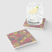 Schädel und Blumen Steinuntersetzer (Seitenansicht)