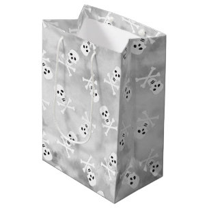 Schädel und Crossbones Graue Geschenktasche Mittlere Geschenktüte