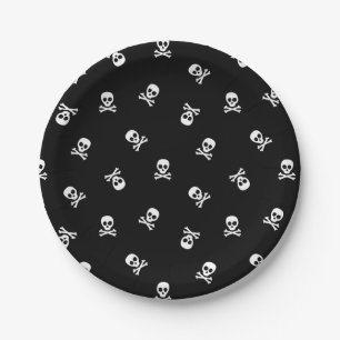 Schädel- und Crossbones-Halloween-Party Pappteller