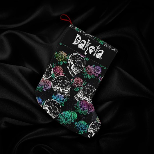 Schädel und dunkle Rose | Funky Glam Ombre Custom Kleiner Weihnachtsstrumpf