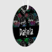 Schädel und dunkle Rose | Funky Glam Ombre Custom Ornament (Vorderseite)