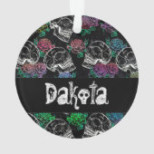 Schädel und dunkle Rose | Funky Glam Ombre Custom Ornament (Rückseite)