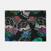 Schädel und dunkle Rose | Funky Glam Ombre Grunge Fußmatte (Vorderseite)