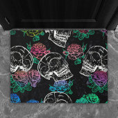 Schädel und dunkle Rose | Funky Glam Ombre Grunge Fußmatte