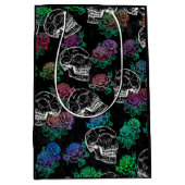 Schädel und dunkle Rose | Funky Glam Ombre Grunge Mittlere Geschenktüte (Vorderseite)