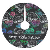 Schädel und dunkle Rose | Funky Glam Ombre Grunge Polyester Weihnachtsbaumdecke (Vorderseite)