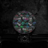 Schädel und dunkle Rose | Funky Glam Ombre Grunge Runde Wanduhr
