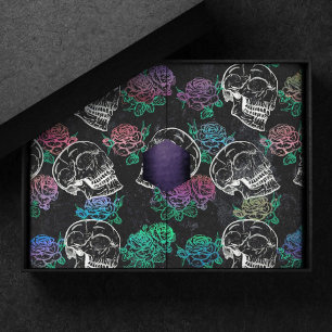 Schädel und dunkle Rose   Funky Glam Ombre Grunge Seidenpapier